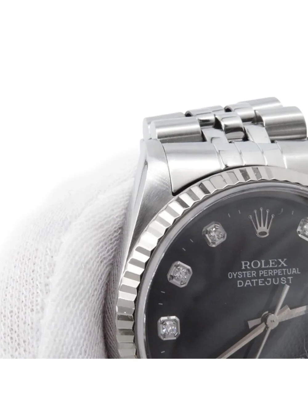 Rolex Datejust 36 Roulette SS White Gold Black Dial Diamond